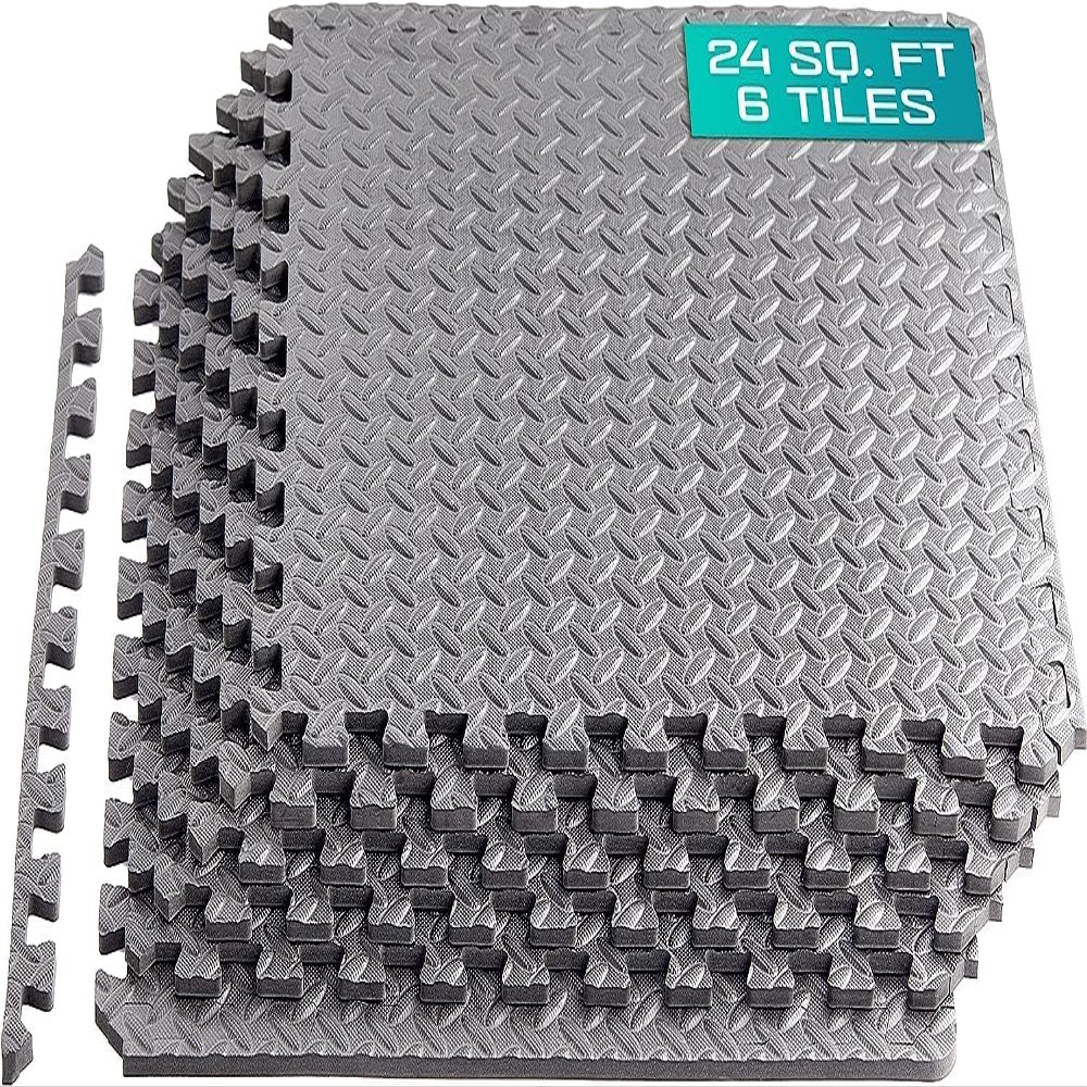Yes4All EVA Interlocking Mats, Puzzle Floor Tiles, Foam Floor Padding with Border for Furniture, Home Space, Living Room, Garage 24,48,120 SQFT