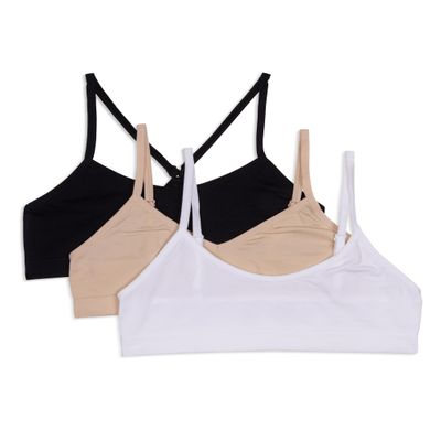 Maidenform Girls' Seamless 3-Pack Beginner Crop Bra (Little Big Kids)