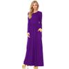 Clopon Women's Long Sleeve Dress with Pockets Solid Color Long Maxi Dresses for Ladies Casual Dress