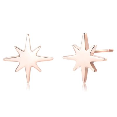 18K Gold Plated Sterling Silver North Star Stud Earrings Gold Earrings