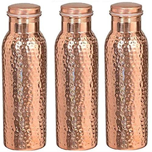 Copper Botlle 1000 ml Bottle (Pack of 3, Copper)