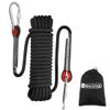 NewDoar Climbing Rope 8(5/16in),10mm (3/8in), High Strength Accessory Cord Rope with 2 Steel Hooks, for Outdoor Rescue Rappelling Rope Down Cliffs ledges Safety Escape Tow Strap Equipment(Black) view 1