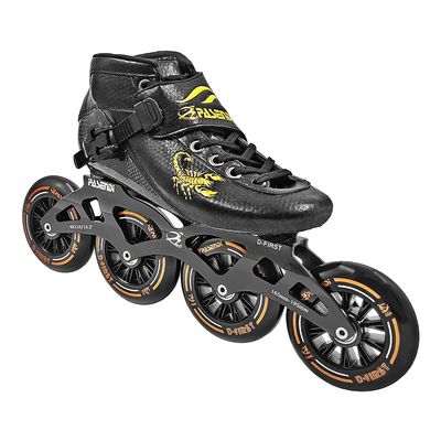 Professional Carbon Fiber Speed Skates Adult Men's and Women's Skates 4-Wheels Single-Row Speed Inline Skates Shoes Black Inline Skate Shoes (Black, US13/EU46)