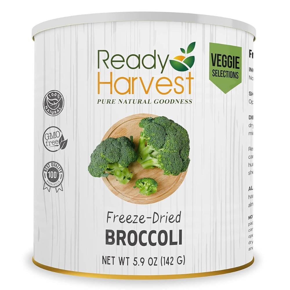Ready Harvest Freeze Dried Food - Broccoli Florets | Emergency Food | Long-Term Storage | #10 Can | 25-Year Shelf Life | Cans Filled to the Top