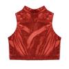 FEESHOW Big Girls Sleeveless Metallic Tank Top Turtle Mock-Neck Crop Tops Tee Shirt for Sports Dance wear Red 10 view 4