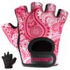 Contraband Pink Label 5387 Womens Design Series Paisley Print Lifting & Rowing Gloves (Pair) - Lightweight Vegan Medium Padded Microfiber Amara Leather w/Griplock Silicone (Pink, Large) view 1