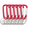 Carabiner Clip Keychain Aluminum Alloy D Shape Multifunction Clip Hook with 3 Key Rings for Outdoor Backpack Red 6 Pack view 1