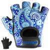 Contraband Pink Label 5387 Womens Design Series Paisley Print Lifting & Rowing Gloves (Pair) - Lightweight Vegan Medium Padded Microfiber Amara Leather w/Griplock Silicone (Blue, X-Small) view 1