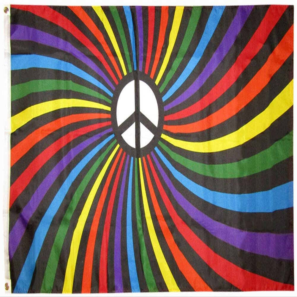 AES American Wholesale 3x5 Rainbow Peace Swirl Premium Waterproof Polyester Flag 3'x5' Durable Bold