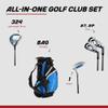 Aspire Junior Plus Kids Golf Clubs  Boys & Girls Right-Handed Golf Set with Lightweight Stand Bag, Graphite Shafts & Aircraft-Grade Aluminum Clubs - Blue Ages 3-4 view 2