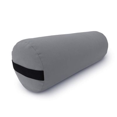 Bean Products Yoga Bolster - Handcrafted in The USA with Eco Friendly Materials - Studio Grade Support Cushion That Elevates Your Practice & Lasts Longer - Round, Cotton Stone Gray
