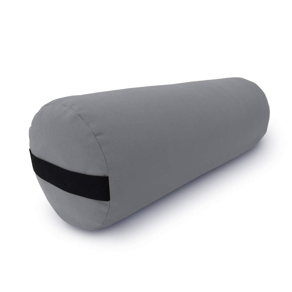Bean Products Yoga Bolster - Handcrafted in The USA with Eco Friendly Materials - Studio Grade Support Cushion That Elevates Your Practice & Lasts Longer - Round, Cotton Stone Gray