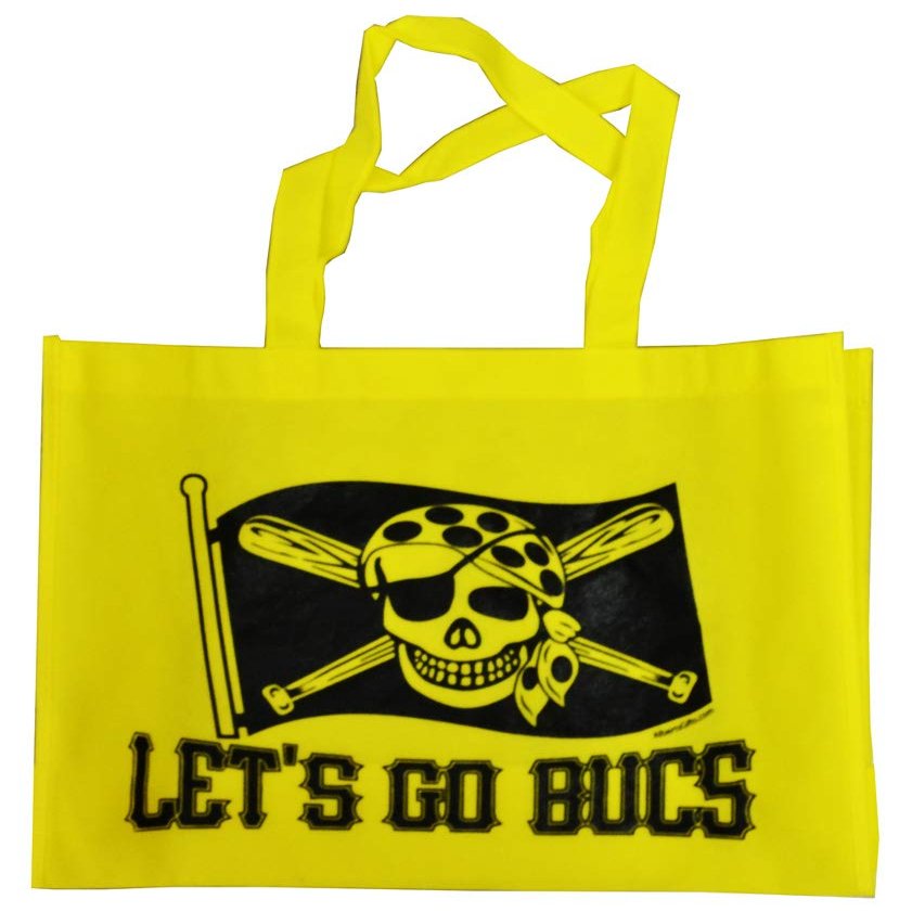 YELLOW REUSABLE TOTE LET'S GO BUCS (Measures 16 inches long by 12 inches high by 6 inches wide)