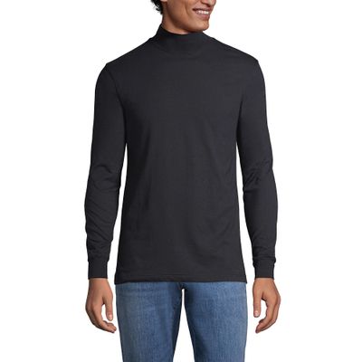 Lands' End Mens Long Sleeve Super-T Mockneck Black Regular Medium