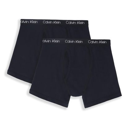 Calvin Klein Boys Modern Cotton Assorted Boxer Briefs Underwear, Pack of 2 Black/Black Small