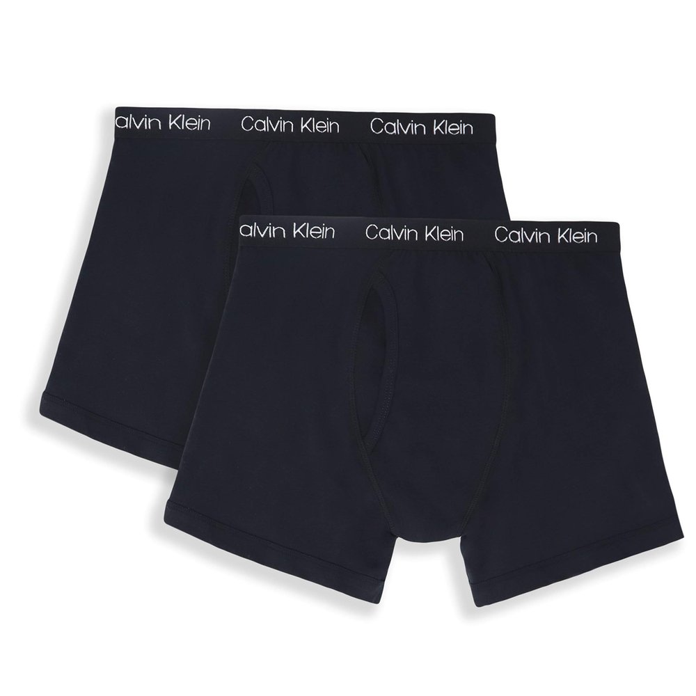 Calvin Klein Boys Modern Cotton Assorted Boxer Briefs Underwear, Pack of 2 Black/Black Small