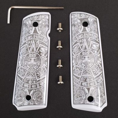 1911 Grips Aztec Calendar 1911 Full Size Ivory Colt Checkered W Ambi Cut