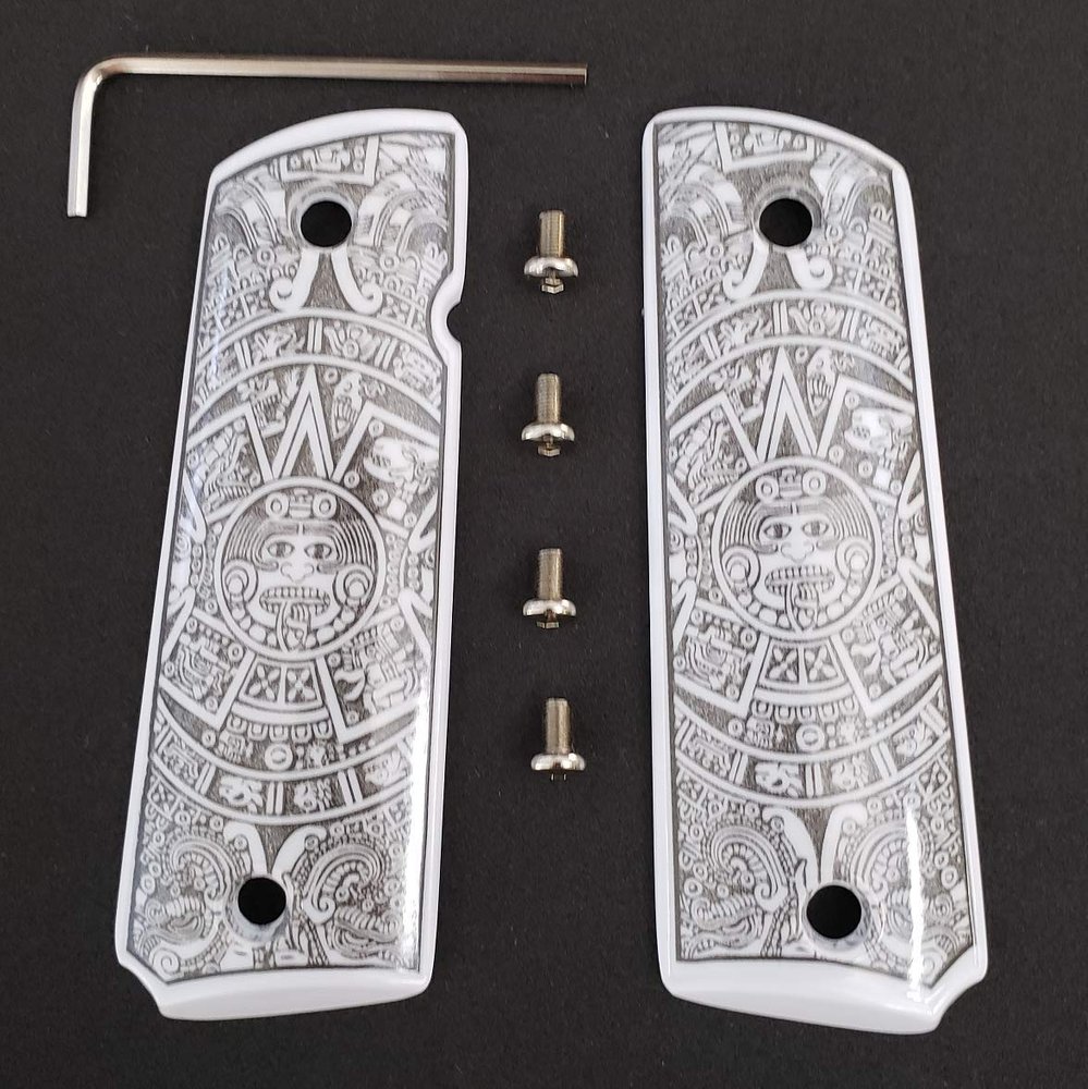1911 Grips Aztec Calendar 1911 Full Size Ivory Colt Checkered W Ambi Cut