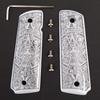 1911 Grips Aztec Calendar 1911 Full Size Ivory Colt Checkered W Ambi Cut view 1