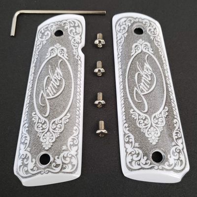 1911 Grips Full Size Ivory Colt Checkered Grips W Ambi Cut