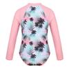 winying Kids Girls One Piece Long Sleeves Palm Trees Printed Swimsuit UV Protection Rash Guard Pink 4 view 2