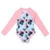 winying Kids Girls One Piece Long Sleeves Palm Trees Printed Swimsuit UV Protection Rash Guard Pink 4 view 3