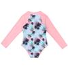 winying Kids Girls One Piece Long Sleeves Palm Trees Printed Swimsuit UV Protection Rash Guard Pink 4 view 4