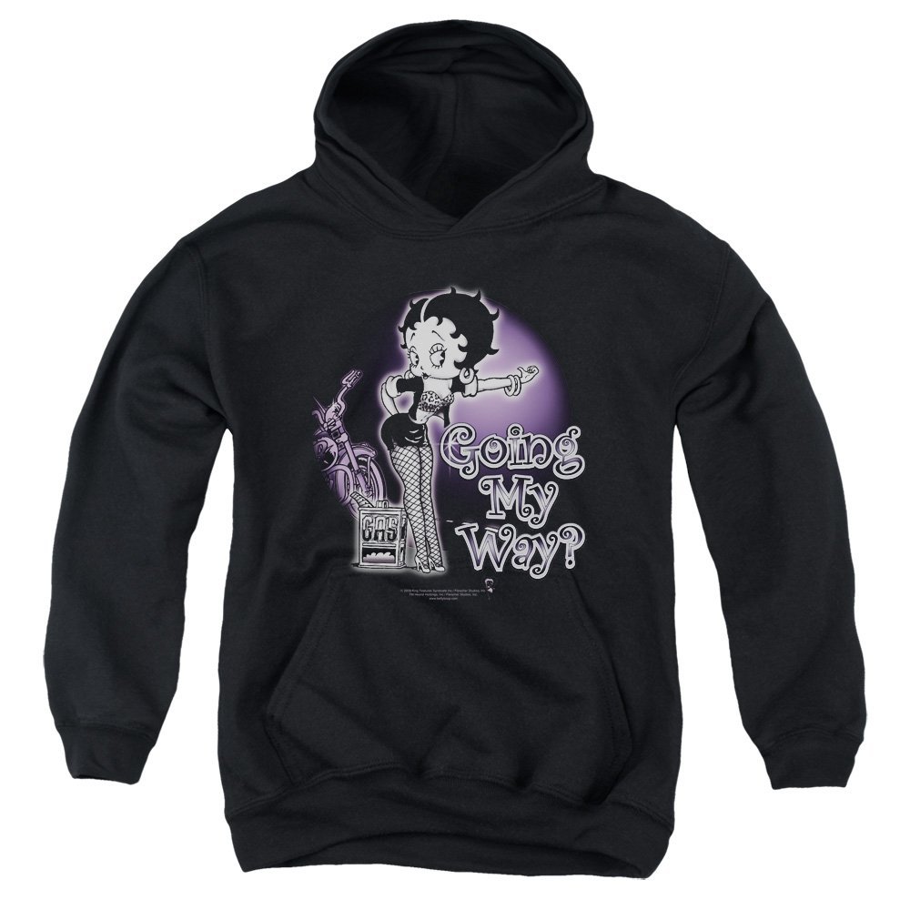 Betty Boop My Way Unisex Youth Pull-Over Hoodie for Boys and Girls, X-Large Black