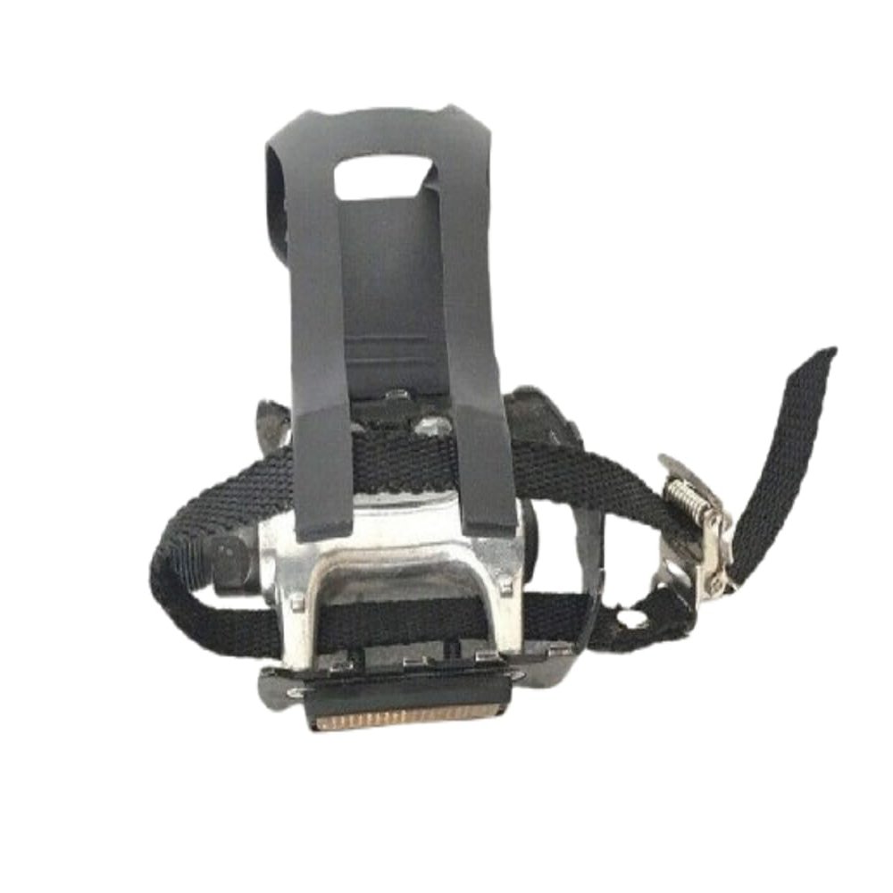 H.F Exchange Right Foot Pedal Set Gray | Stationary Exercise Bike Pedal and Toe Clips Cage with Adjustable Strap for Indoor Bicycles | Works with Nordic-Track S15i S22i | P/N 393598