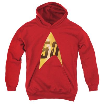 Star Trek 50Th Anniversary Delta Unisex Youth Pull-Over Hoodie for Boys and Girls, Small Red