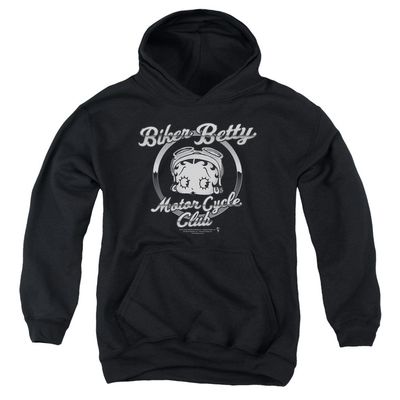 Betty Boop Chromed Logo Unisex Youth Pull-Over Hoodie for Boys and Girls, X-Large Black