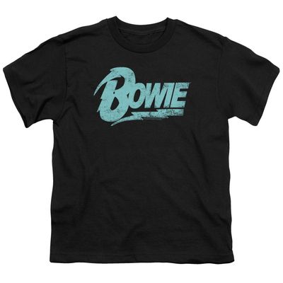 David Bowie Logo Unisex Youth T Shirt for Boys and Girls, Large Black