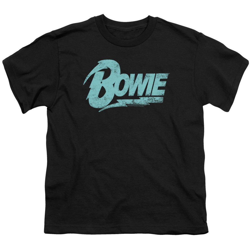 David Bowie Logo Unisex Youth T Shirt for Boys and Girls, Large Black