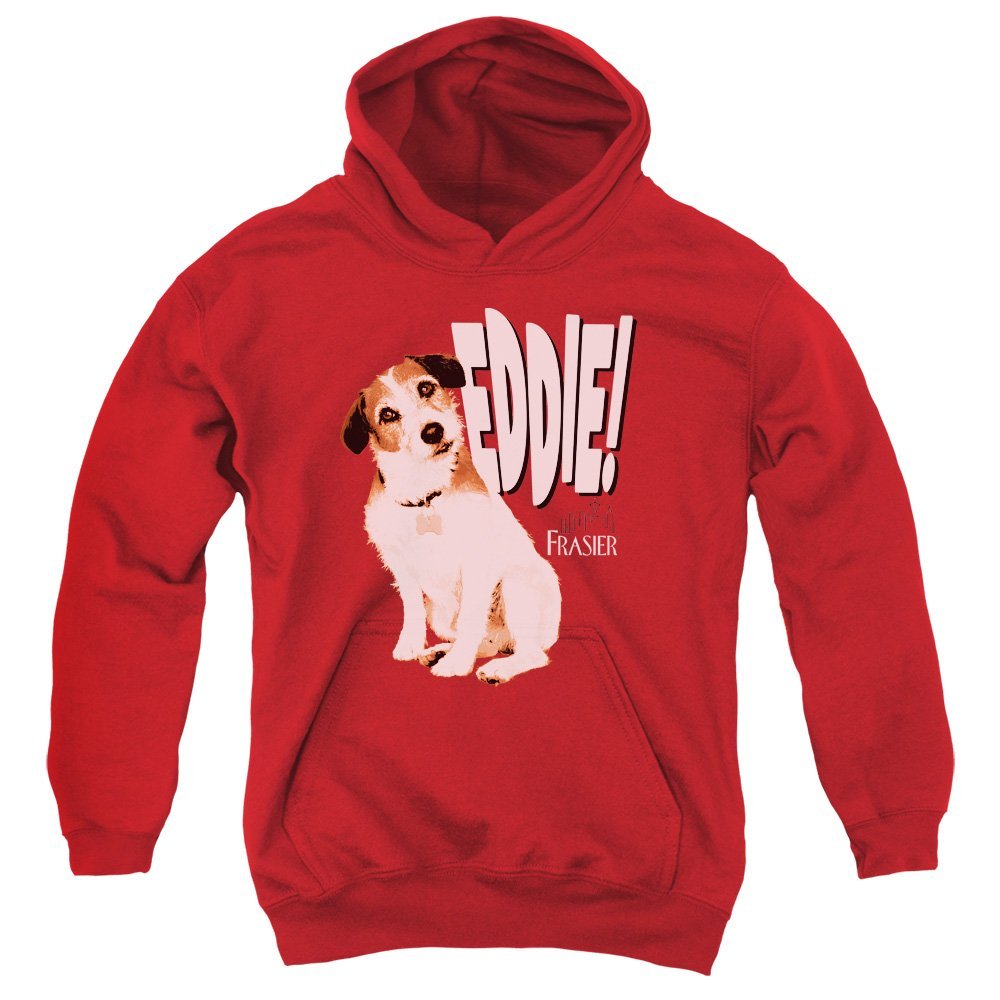 Trevco Frasier Eddie Unisex Youth Pull-Over Hoodie for Boys and Girls, X-Large Red