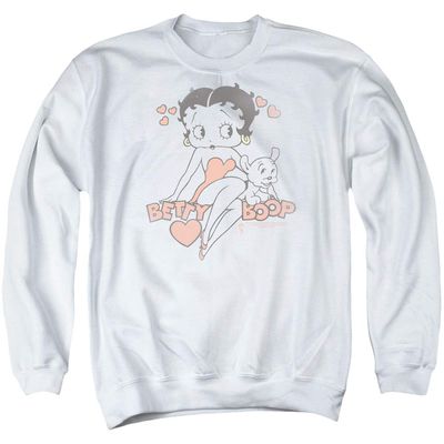 Betty Boop Classic with Pup Unisex Adult Crewneck Sweatshirt for Men and Women, 3X-Large White