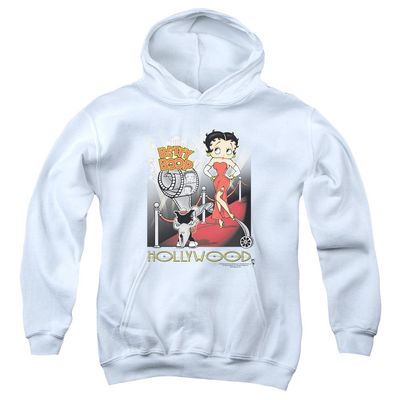 Betty Boop Hollywood Unisex Youth Pull-Over Hoodie for Boys and Girls, X-Large White