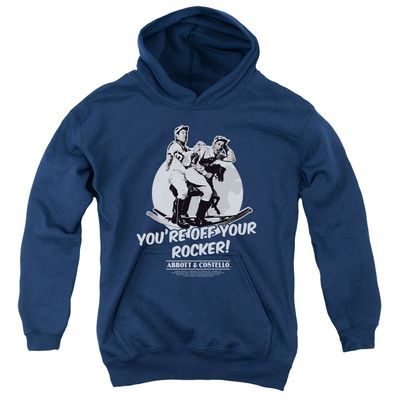 Abbott & Costello Off Your Rocker Unisex Youth Pull-Over Hoodie for Boys and Girls, Large Navy
