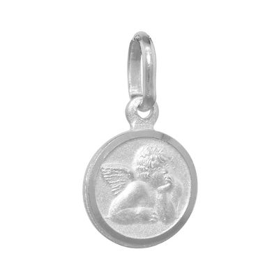 10mm Very Tiny Sterling Silver Guardian Angel Medal Necklace 3/8 inch Round Nickel Free Italy 20 inch BX_15
