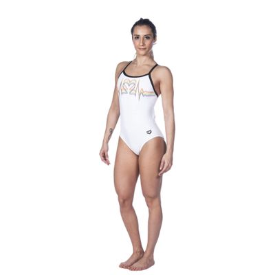 ARENA Pride Light Drop Back MaxLife One Piece Swimsuit, White, 24