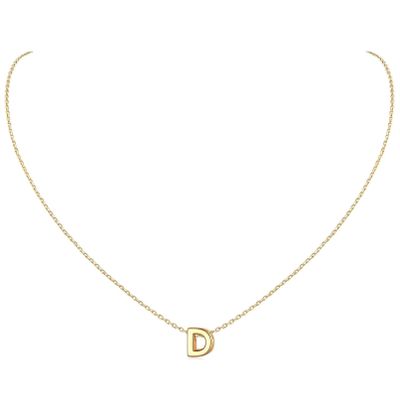 ChicSilver 14K Gold Plated Sterling Silver Initial Necklace Letter Necklaces Delicate Dainty Small Pendant Necklace Silver Choker Necklace for Women D Initial