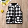 Ivay Girls Buffalo Cotton Plaid Quilted Vest Cute Puff Lined Gilet (3T/90cm, White-Black) view 3