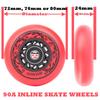 AOWISH Inline Skate Wheels Outdoor Asphalt Formula Aggressive Roller Blades Wheels 90a Roller Hockey Replacement Wheels with Bearings ABEC-9 and Floating Spacers, 4-Pack (Red, 76mm) view 4