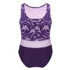 Agoky Kids Girls Criss Cross Lace Back Cotton Leotard Ballet Dancewear Gymnastics Unitard Purple Lace 5-6 view 2