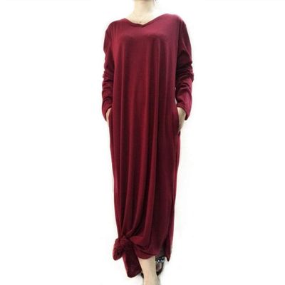 Clopon Womens Sexy Maxi Split Dress with Pockets Long Sleeve Dresses for Ladies Solid Color Long Dress