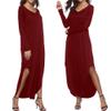 Clopon Womens Sexy Maxi Split Dress with Pockets Long Sleeve Dresses for Ladies Solid Color Long Dress view 2