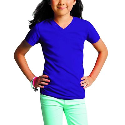 Marky G Apparel Girls' Big Short Sleeve V-Neck Fine Jersey T-Shirt, Purple, M
