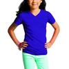 Marky G Apparel Girls' Big Short Sleeve V-Neck Fine Jersey T-Shirt, Purple, M view 1