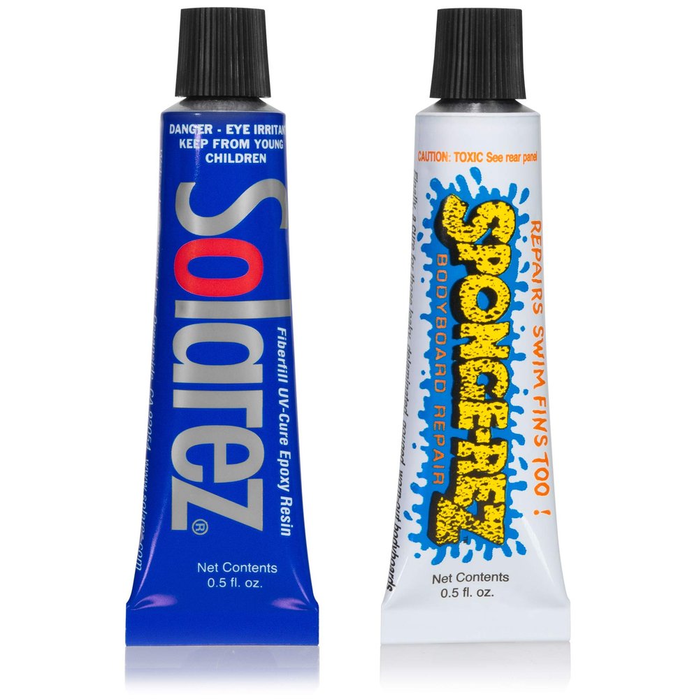 SOLAREZ EPS-Safe UV Cure Soft Board Repair Kit ~ Styrofoam & EPS-Core Constructed Surfboards (Catch Surf, Wavestorm ) Bodyboards and SUP's ~ Tough, Clear, Ultra-Flexible ~ Cures in mins w Sunlight