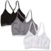 Calvin Klein Little Girl's Seamless Racerback Crop Bralette, Multipack Bra, 3 Pack - Heather Grey, White, Black, M view 1