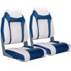 NORTHCAPTAIN S1 Deluxe A Pair of Marine High Back Folding Fishing Boat Seat,Stainless Steel Screws Included,White/Pacific Blue(2 Seats) view 1